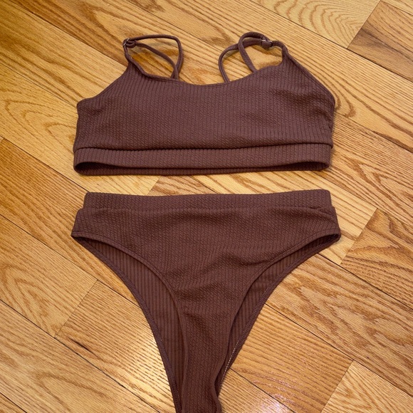 Other - Brown Ribbed Bikini Set